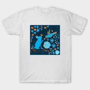 Cat and hummingbirds love T-Shirt